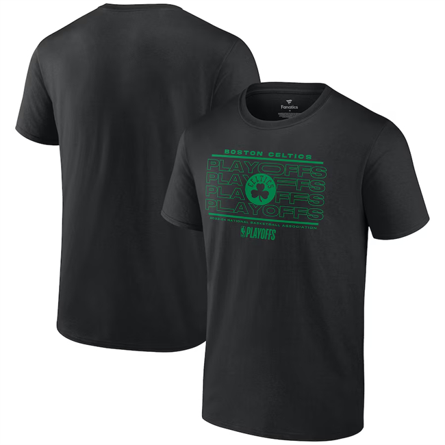 Men's Boston Celtics Black 2024 Playoffs Fast Break Opportunity T-Shirt